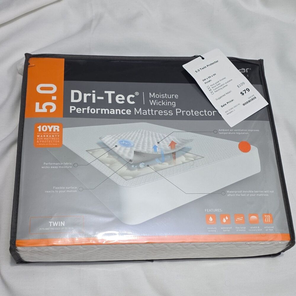 Mattress Protector SPLIT TWIN BEDGEAR Dri-Tec 5.0 Waterproof Performance New